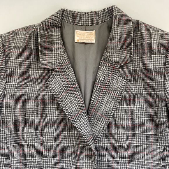 VTG Pendleton Blazer 100% Virgin Wool Womens 12 Academic Career Plaid Coat USA - Picture 3 of 10